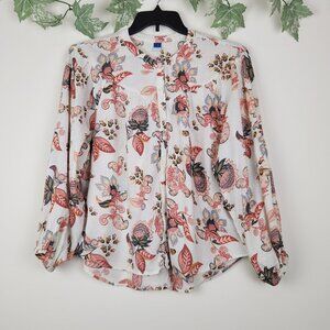 Old Navy Size M Floral Paisley Boho Cotton Blend Relaxed Fit Long Sleeve Top